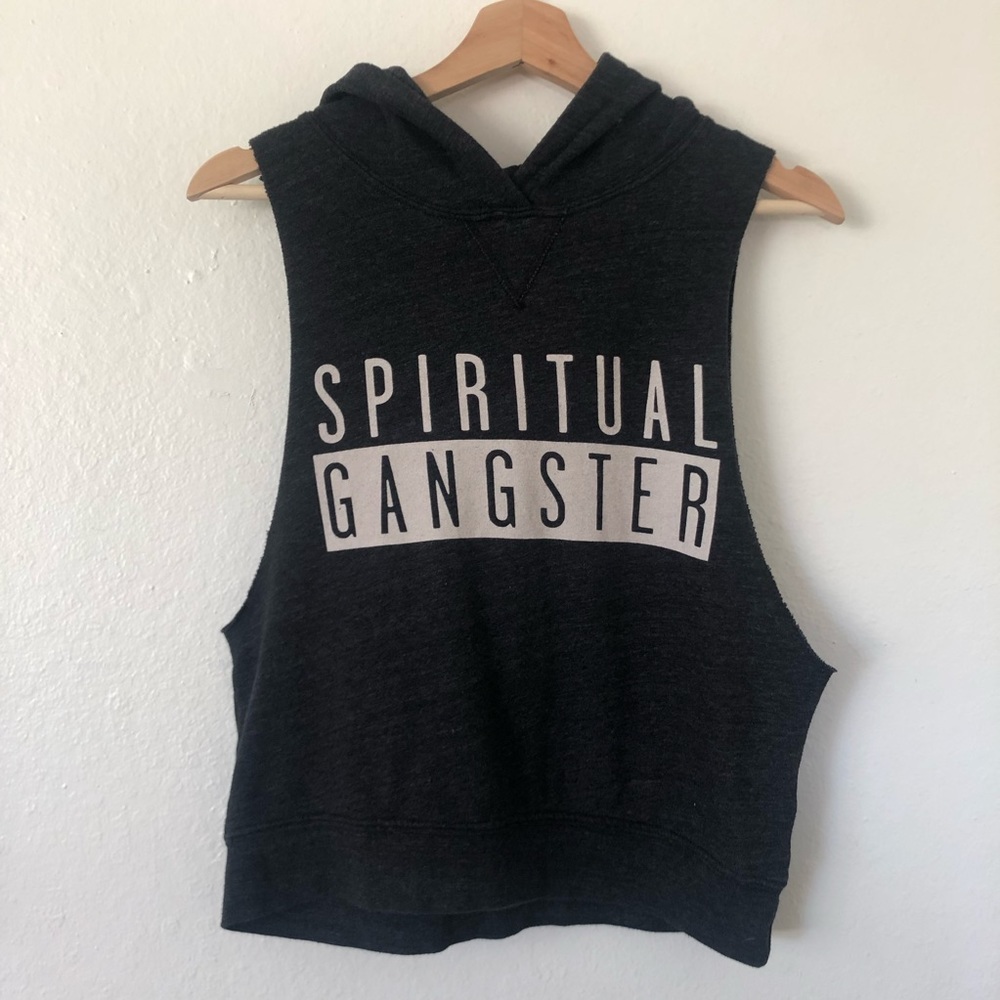 Spiritual Gangster Spell Out Sleeveless Hoodie Tank